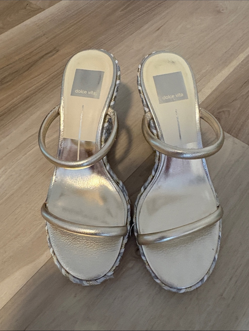 Dolce Vita Shimmery Gold Ring-Strap Sandals